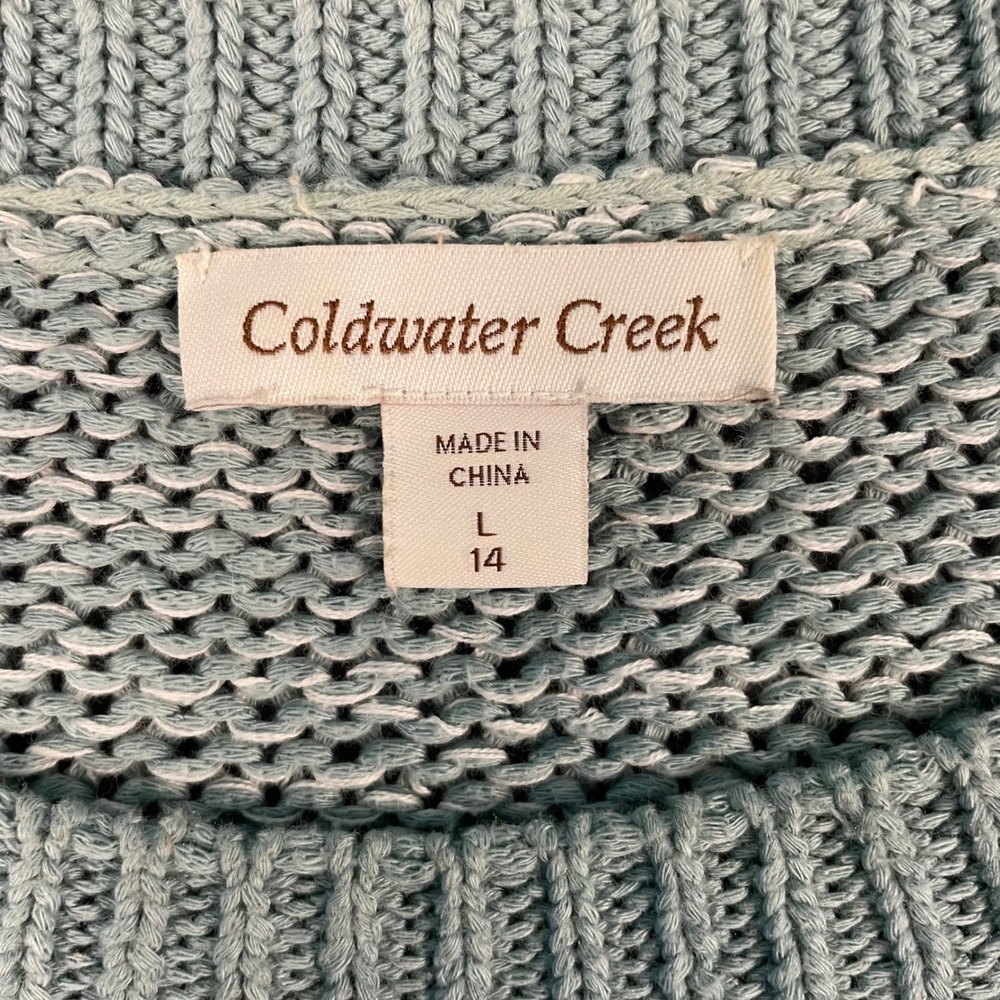 Coldwater Creek Women's Pullover Sweater Size L (14) Blue Color Block Ombre Knit - Picture 3 of 10